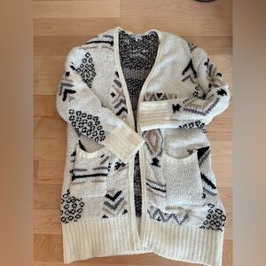 Cozy Cream and Black Patterned Women's Sweater